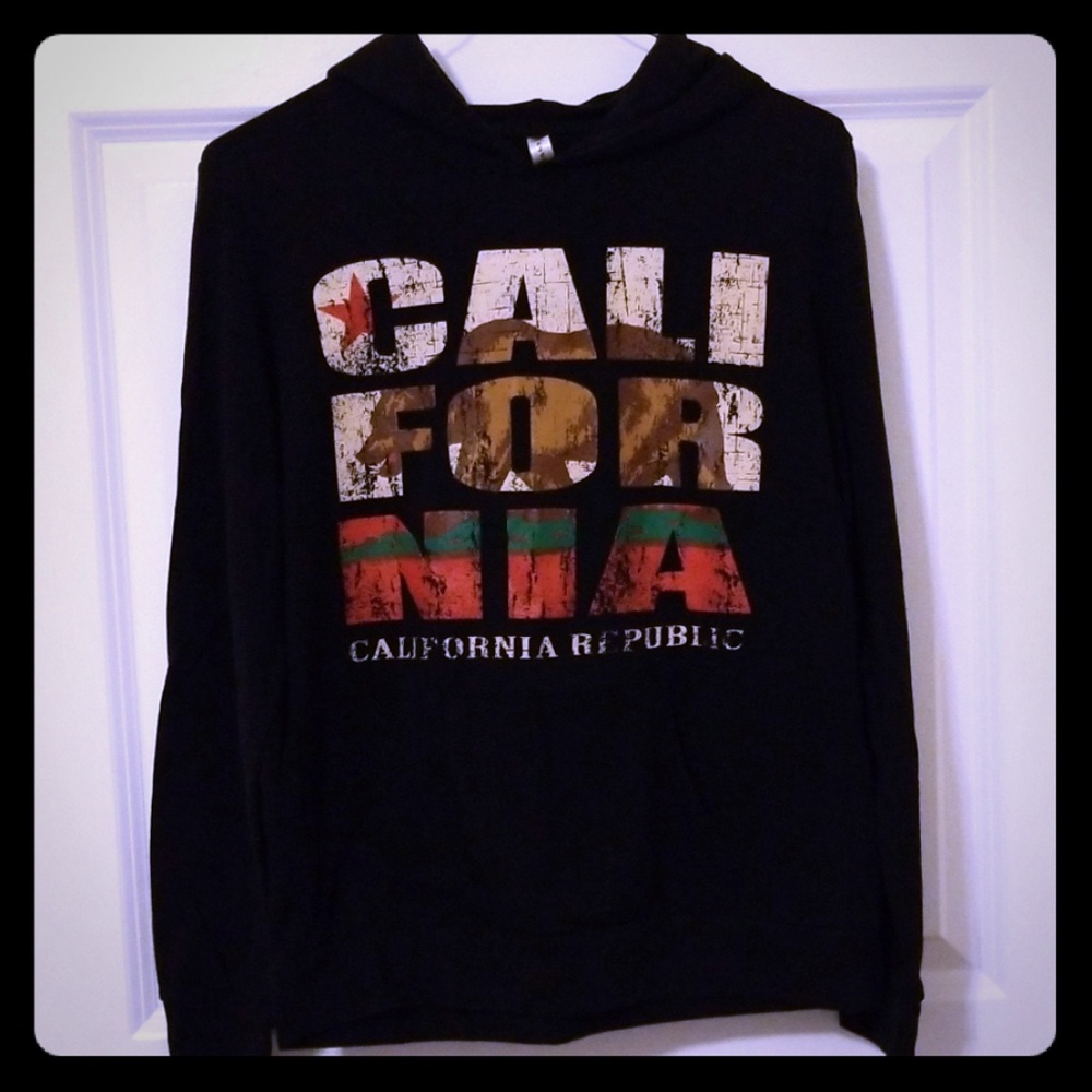 California thin, black hoodie